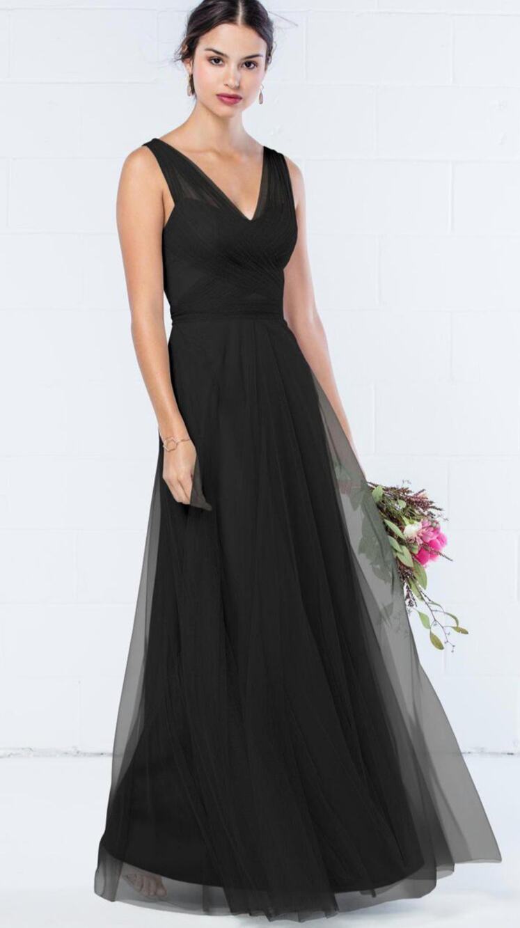 Wtoo by Watters Bridesmaid Tulle Long Dress Black Black Prom Sz 6 Style 343
